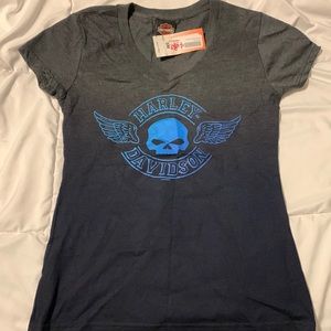 Harley Davison Small V-neck T-shirt.